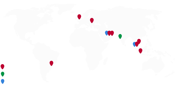 worlwide presence in UAE, Brazil, India, Singapore, UK, Malaysia, Bulgaria