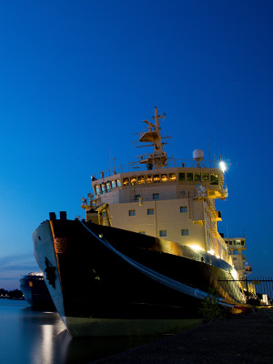 Docked Ship at Night