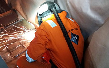 CTS team member conducting welding works on the BorWin gamma topside